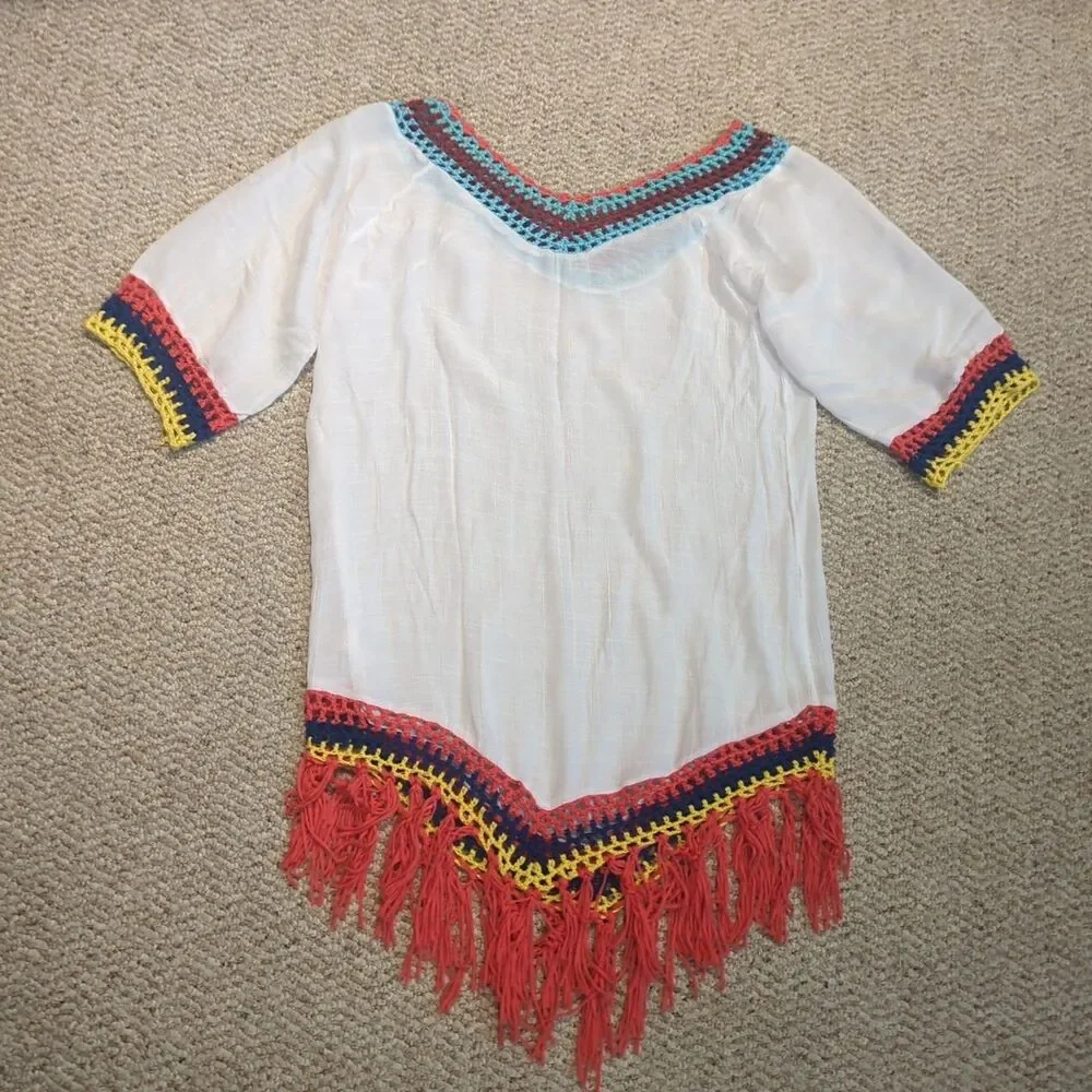 CUPSHE Crochet Swimsuit Cover Up Fringe Colorful Midi Beach Dress Resort
